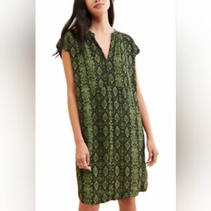 Anthropologie Shift Dress Snake Animal Print V Neck